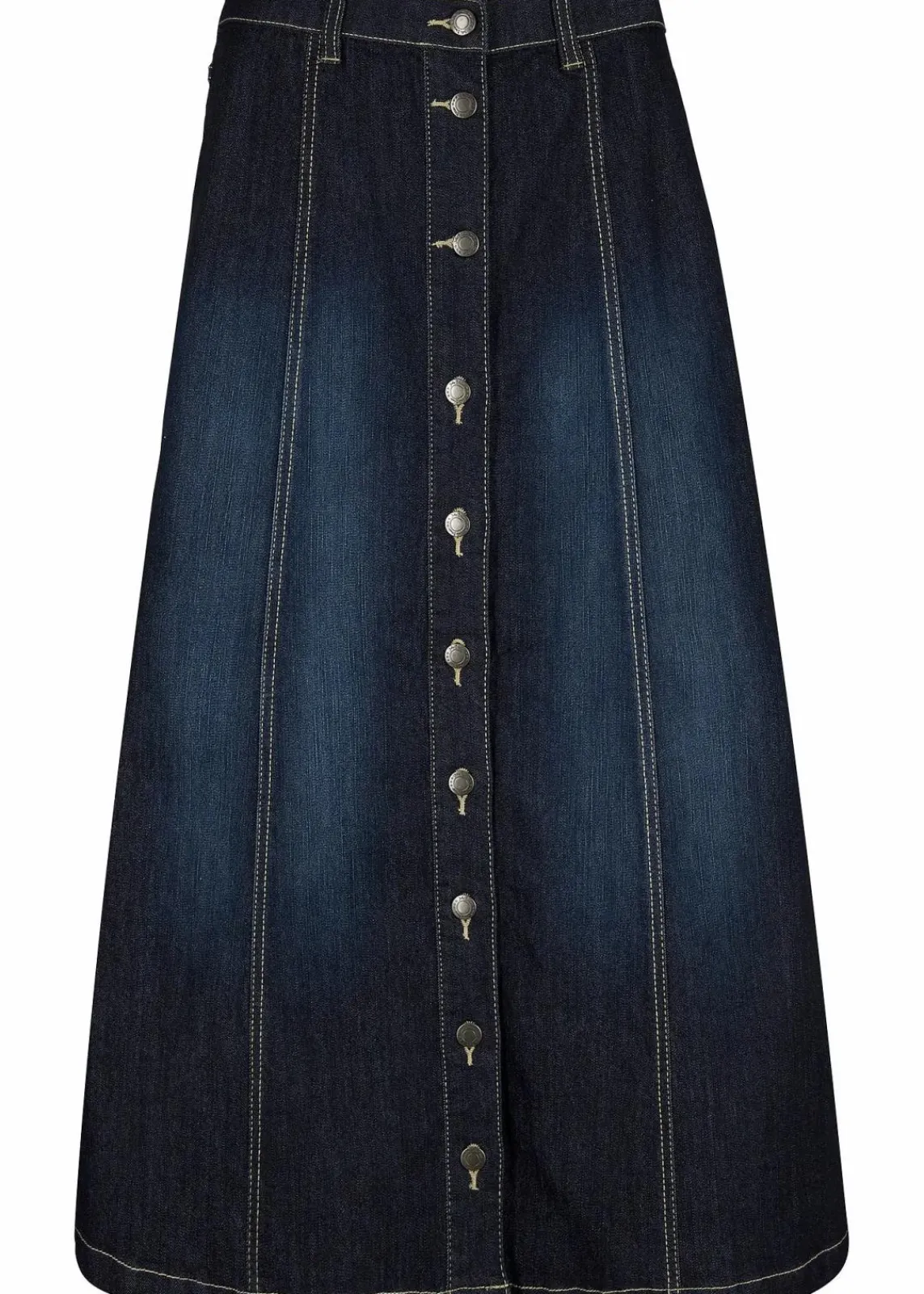 bonprix Röcke|Bekleidung·Sportbekleidung^Komfort-Stretch-Jeansrock, Midi-Länge dunkelblau used