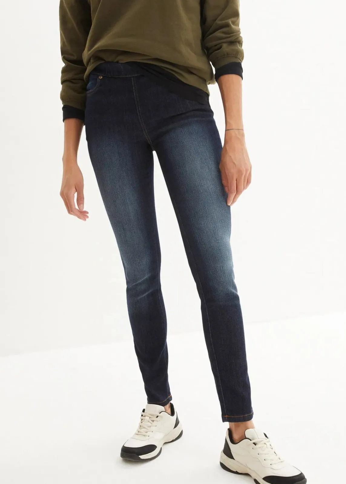 bonprix Bekleidung·Shirts & Tops|Jeans^Komfort-Stretch-Treggings dunkelblau used