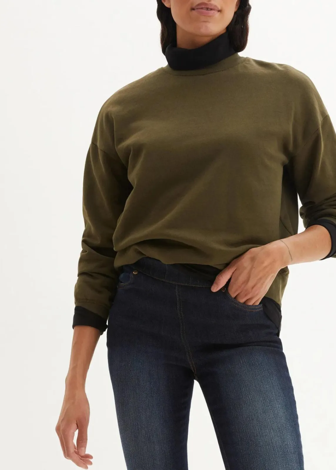 bonprix Bekleidung·Shirts & Tops|Jeans^Komfort-Stretch-Treggings dunkelblau used