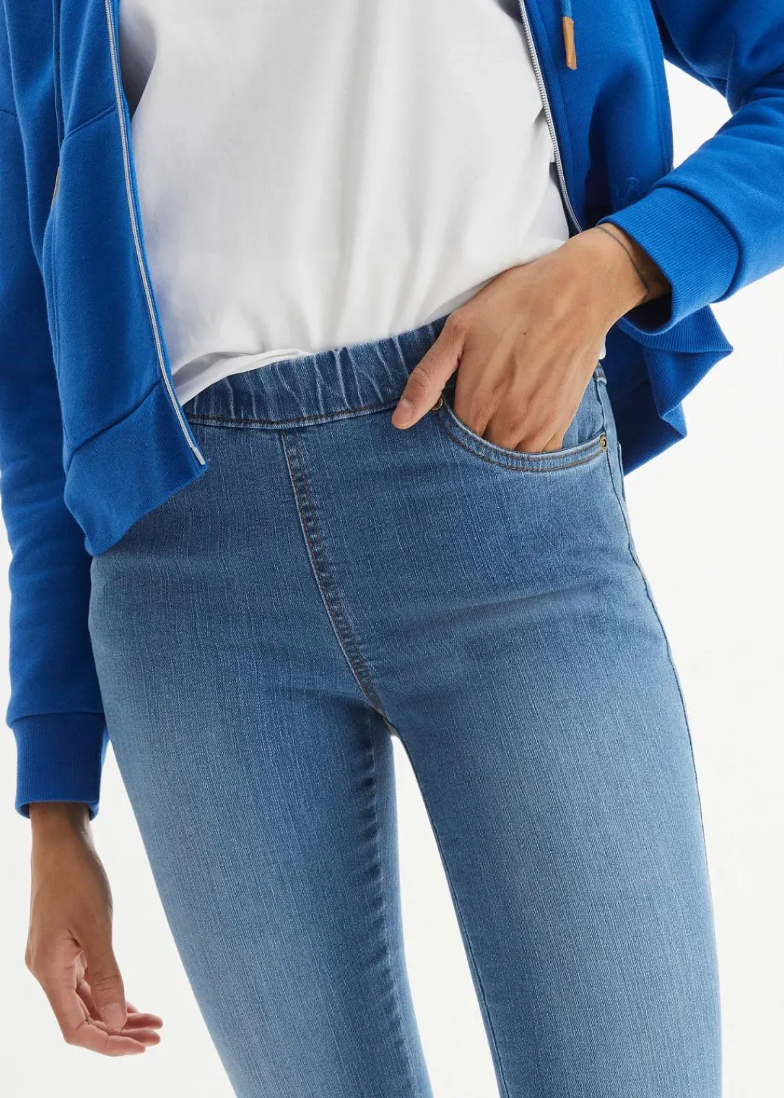 bonprix Jeans|Bekleidung·Shirts & Tops^Komfort-Stretch-Treggings mittelblau used
