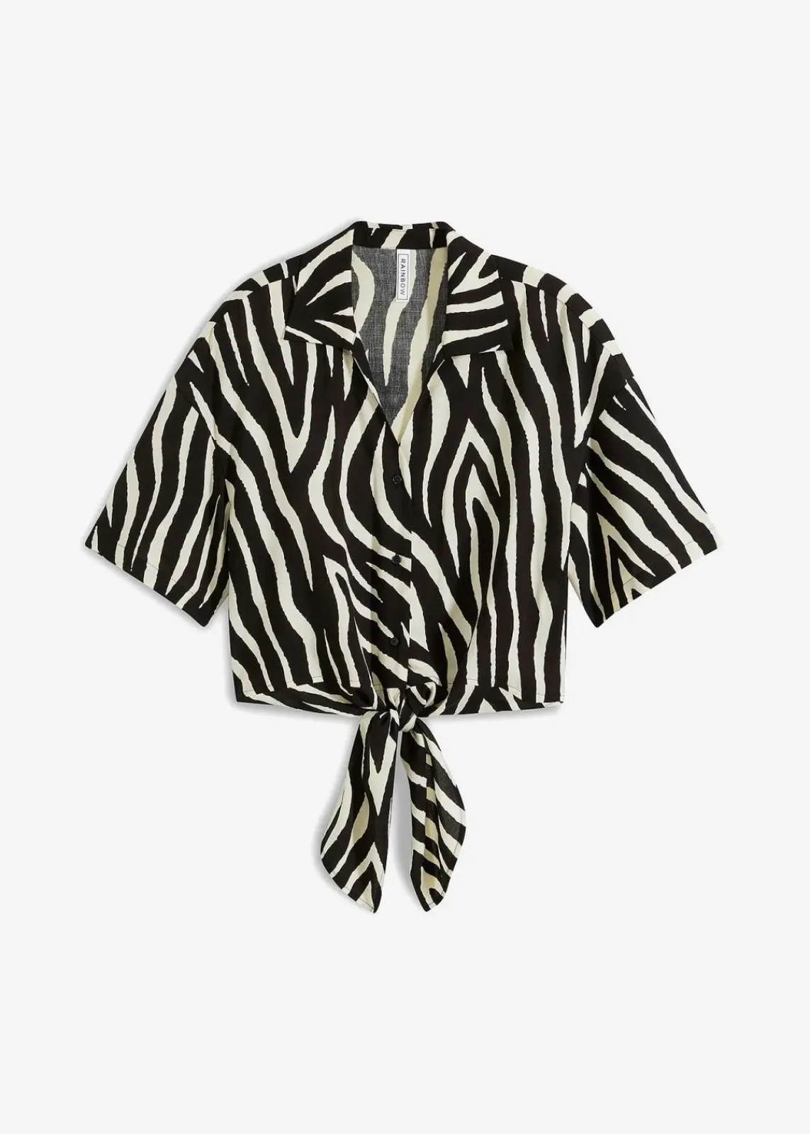 bonprix Bekleidung·Jacken & Mäntel|Blusen & Tuniken^Kurzarmbluse aus fließender Viskose schwarz/natur geringelt