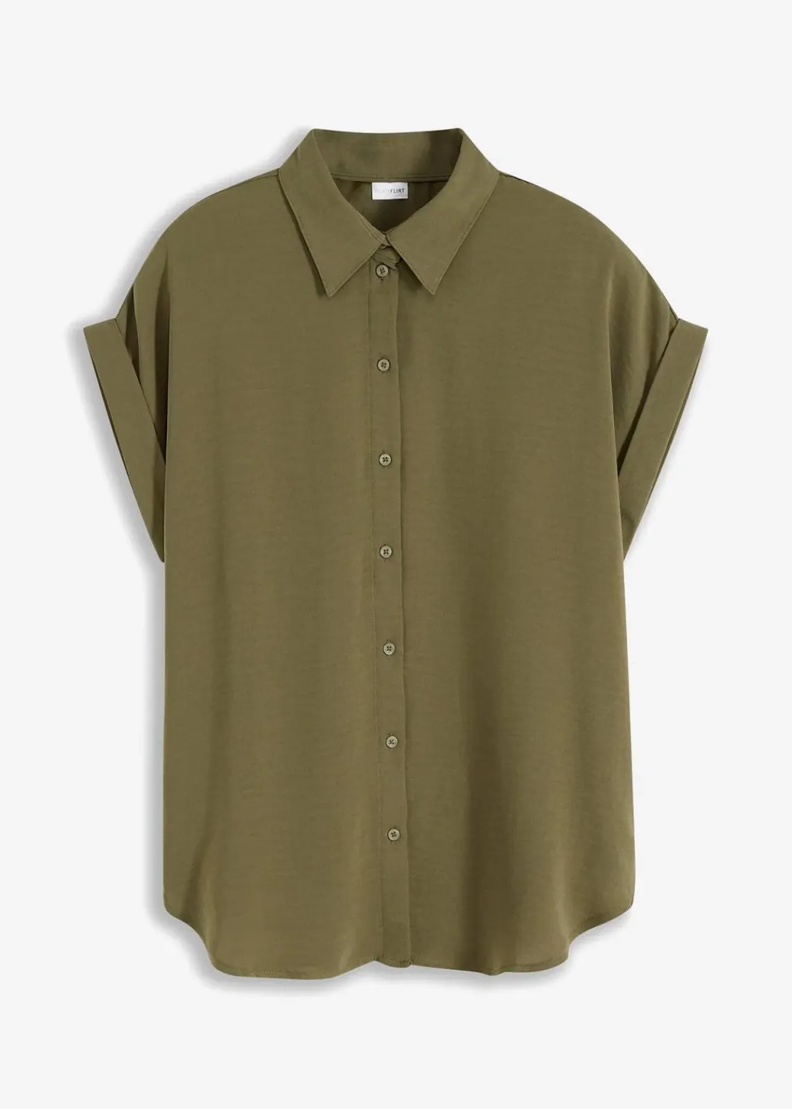 bonprix Blusen & Tuniken|Nachhaltigere Materialien^Kurzarmbluse mit recyceltem Polyester oliv