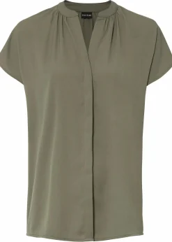 bonprix Blusen & Tuniken|Bekleidung·Jacken & Mäntel^Kurzarmbluse mit verdeckter Knopfleiste oliv