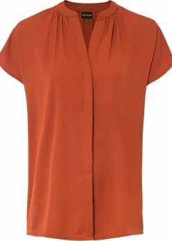 bonprix Blusen & Tuniken|Bekleidung·Jacken & Mäntel^Kurzarmbluse mit verdeckter Knopfleiste rostbraun