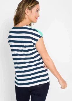 bonprix Shirts & Tops^Kurzarm-Flammgarn-Shirt mentholblau gestreift