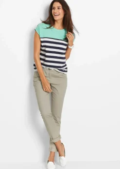 bonprix Shirts & Tops^Kurzarm-Flammgarn-Shirt mentholblau gestreift