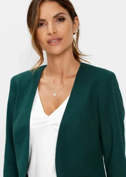 bonprix Blazer|Bekleidung·Basics^Kurzblazer tiefgrün