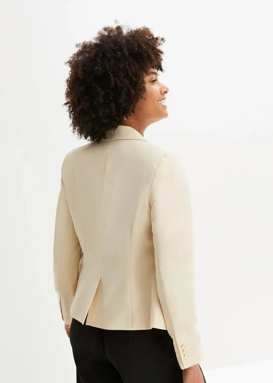 bonprix Blazer|Nachhaltigere Materialien^Kurzblazer kieselbeige