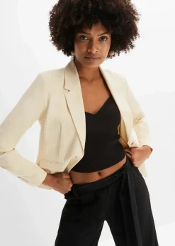bonprix Blazer|Nachhaltigere Materialien^Kurzblazer kieselbeige