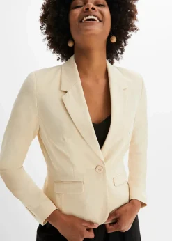 bonprix Blazer|Nachhaltigere Materialien^Kurzblazer kieselbeige