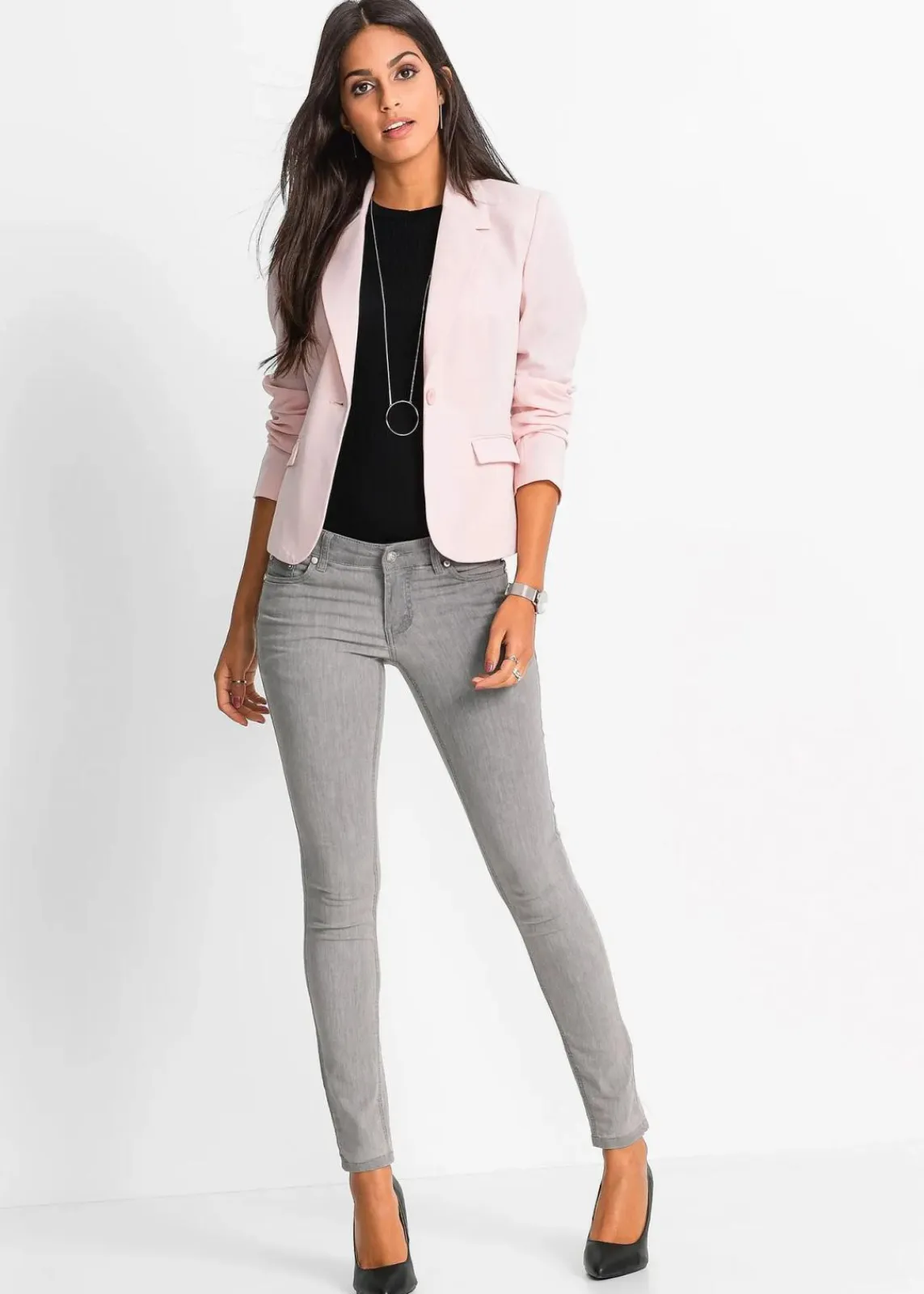 bonprix Blazer|Nachhaltigere Materialien^Kurzblazer perlrosa