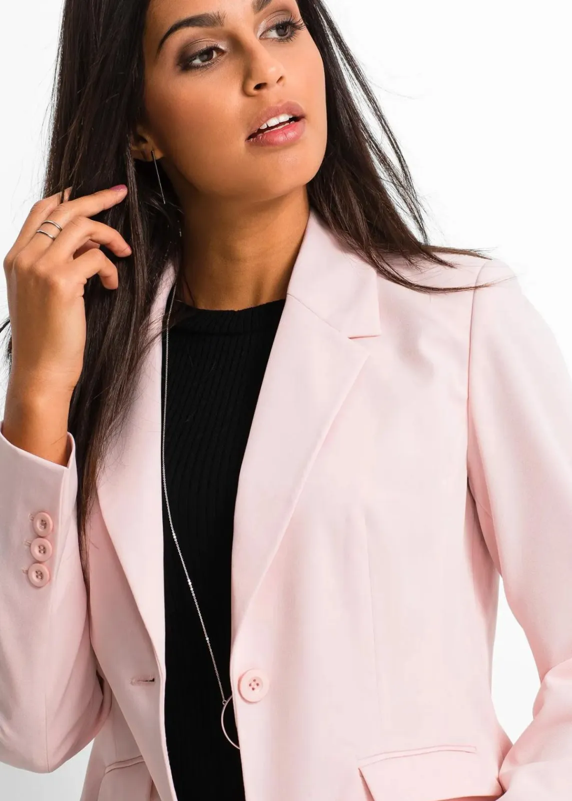 bonprix Blazer|Nachhaltigere Materialien^Kurzblazer perlrosa