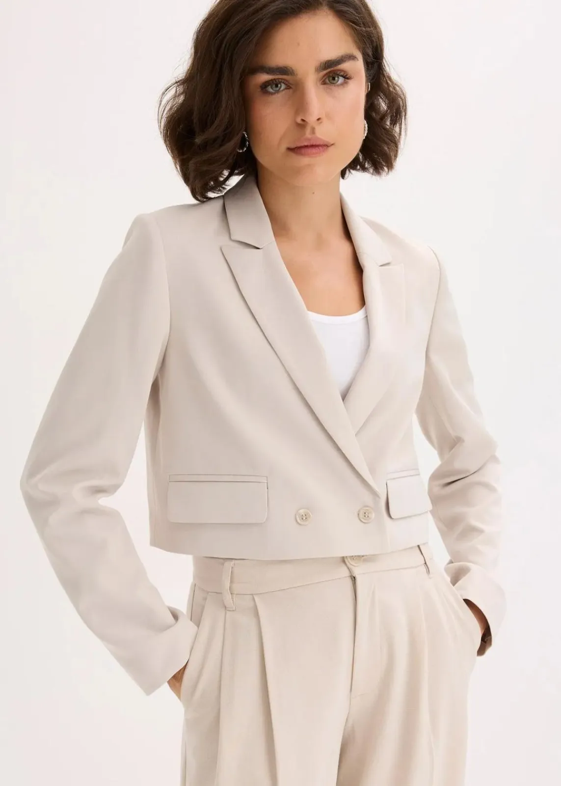 bonprix Bekleidung·Basics|Blazer^Kurzblazer steingrau