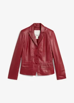 bonprix Bekleidung·Basics|Blazer^Kurzblazer aus Lammnappa kastanienrot