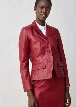 bonprix Bekleidung·Basics|Blazer^Kurzblazer aus Lammnappa kastanienrot