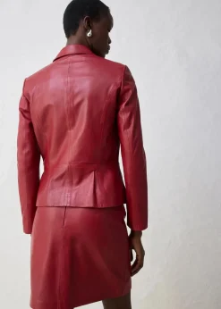 bonprix Bekleidung·Basics|Blazer^Kurzblazer aus Lammnappa kastanienrot