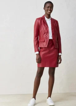 bonprix Bekleidung·Basics|Blazer^Kurzblazer aus Lammnappa kastanienrot