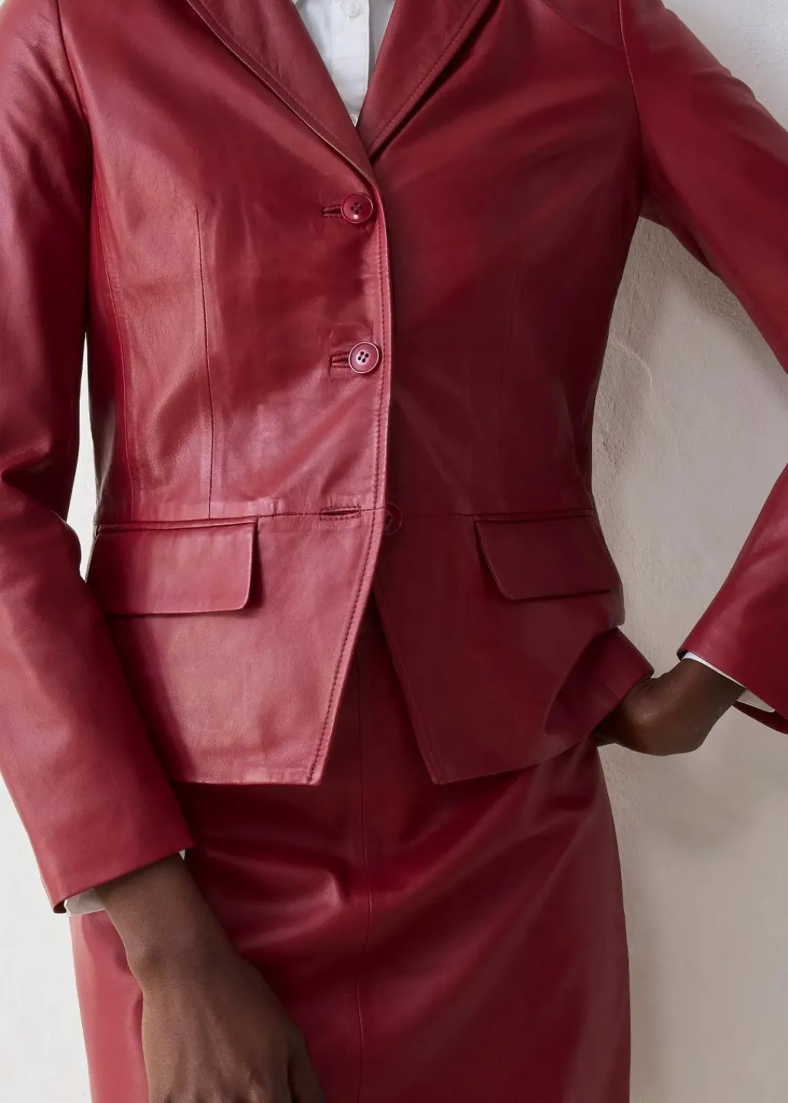 bonprix Bekleidung·Basics|Blazer^Kurzblazer aus Lammnappa kastanienrot