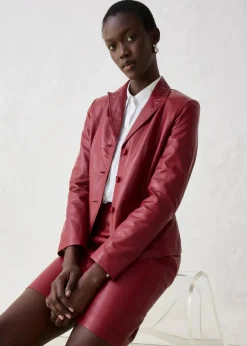 bonprix Bekleidung·Basics|Blazer^Kurzblazer aus Lammnappa kastanienrot