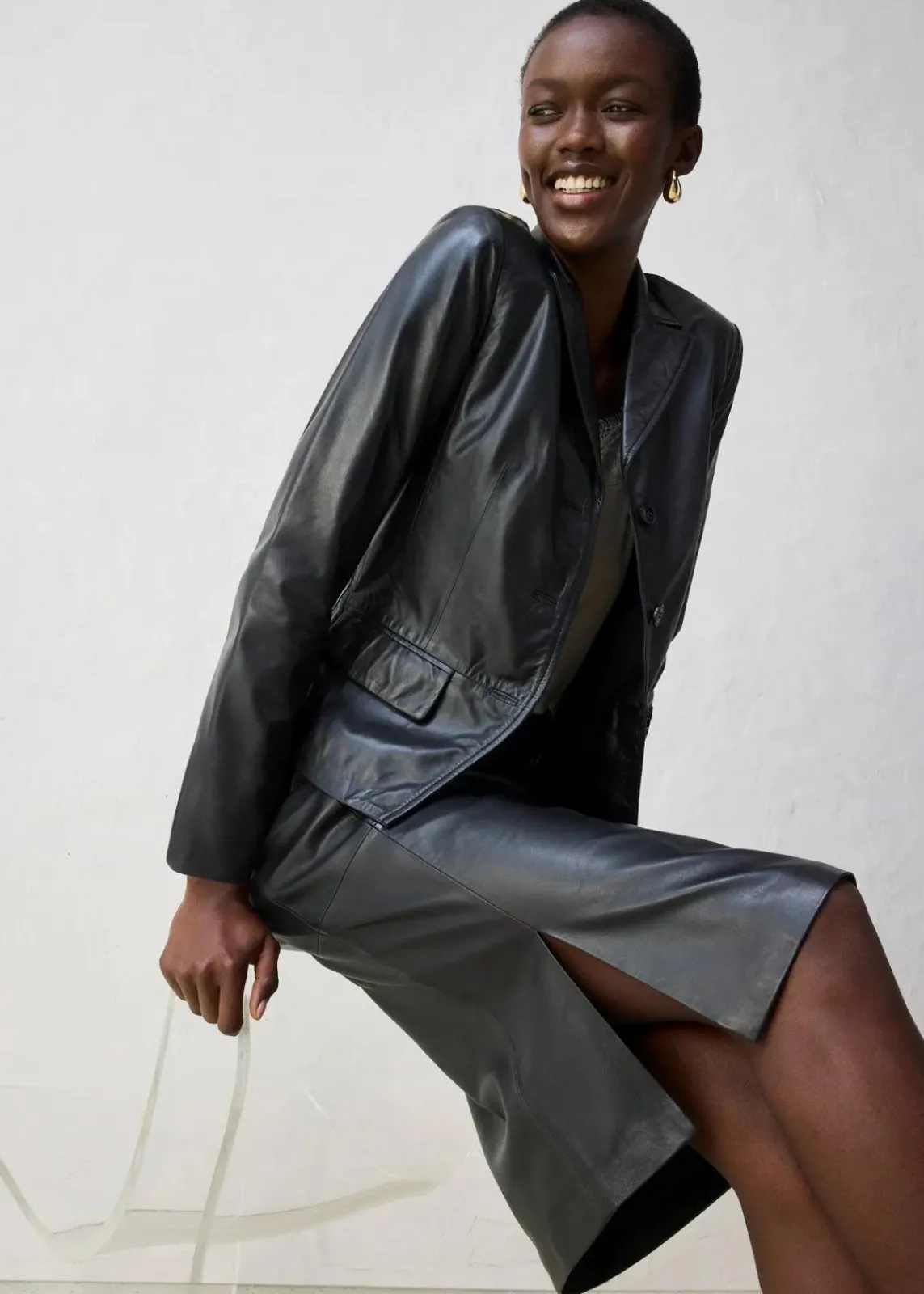 bonprix Bekleidung·Basics|Blazer^Kurzblazer aus Lammnappa schwarz