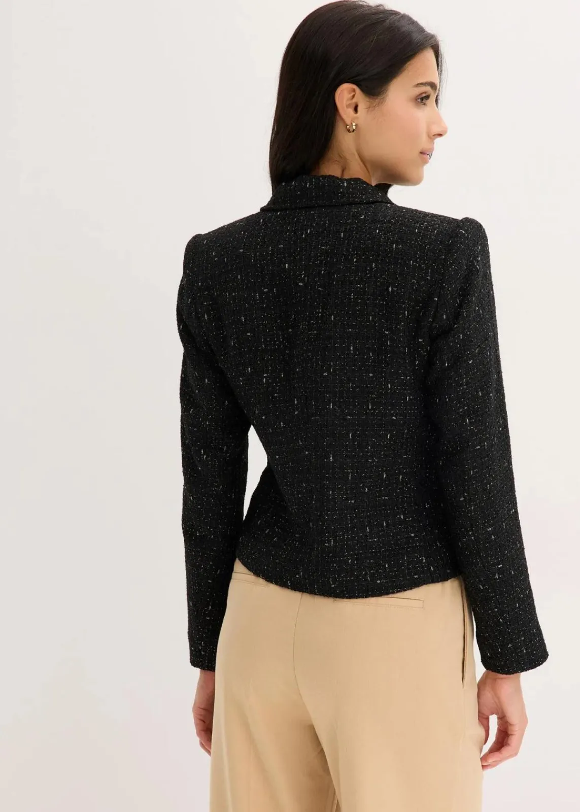 bonprix Bekleidung·Basics|Blazer^Kurzblazer aus softem Bouclé schwarz meliert