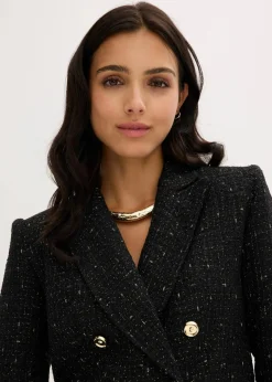 bonprix Bekleidung·Basics|Blazer^Kurzblazer aus softem Bouclé schwarz meliert