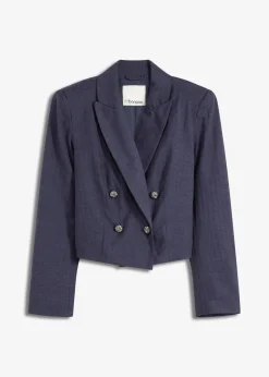 bonprix Bekleidung·Basics|Blazer^Kurzblazer mit markanten Schultern dunkelblau meliert