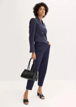 bonprix Bekleidung·Basics|Blazer^Kurzblazer mit markanten Schultern dunkelblau meliert