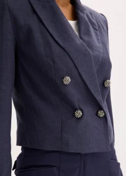bonprix Bekleidung·Basics|Blazer^Kurzblazer mit markanten Schultern dunkelblau meliert