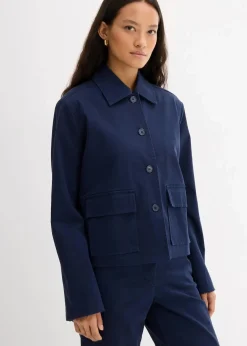 bonprix Bekleidung·Hosen|Zweiteiler & Sets^Kurze Übergangsjacke aus elastischem Bio-Baumwoll-Mix dunkelblau
