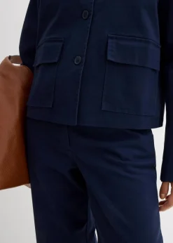 bonprix Bekleidung·Hosen|Zweiteiler & Sets^Kurze Übergangsjacke aus elastischem Bio-Baumwoll-Mix dunkelblau