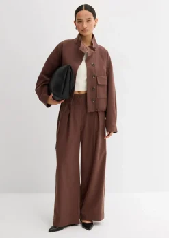 bonprix Bekleidung·Hosen|Zweiteiler & Sets^Kurze Übergangsjacke aus Viskose-Mix braun