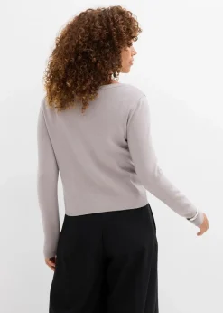 bonprix Nachhaltigere Materialien|Pullover & Strickjacken^Kurze Feinstrickjacke hellgrau