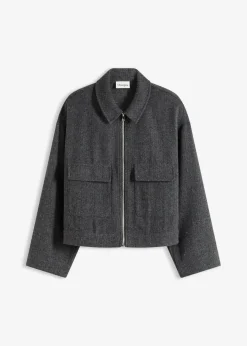 bonprix Bekleidung·Hosen|Jacken & Mäntel^Kurze Jacke anthrazit meliert