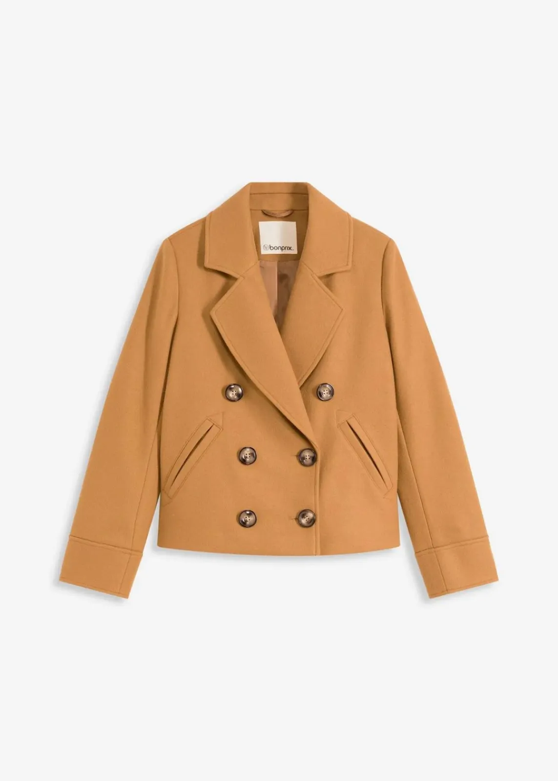 bonprix Bekleidung·Hosen|Jacken & Mäntel^Kurze Jacke in Wolloptik haselnuss
