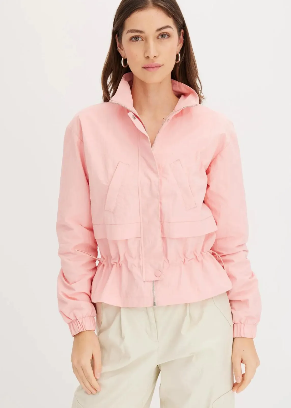 bonprix Bekleidung·Hosen|Jacken & Mäntel^Kurze Jacke mit Taillen-Tunnelzug softrosa
