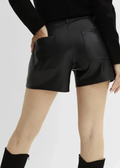 bonprix Bekleidung·Kleider|Bekleidung·Outdoorbekleidung^Kurze Lederimitat-Shorts schwarz