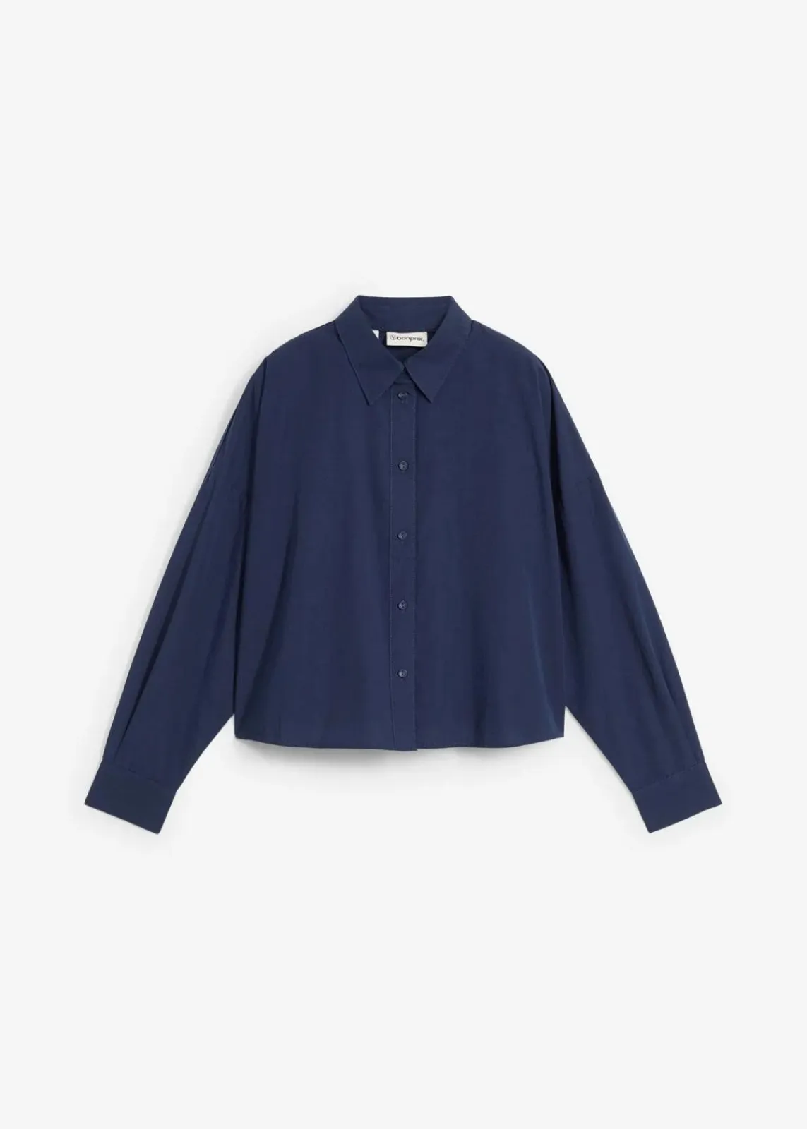 bonprix Blusen & Tuniken|Bekleidung·Jacken & Mäntel^Kurze Oversize Bluse mit Seidenanteil dunkelblau
