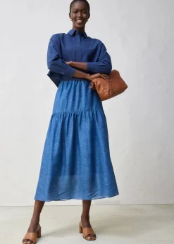 bonprix Blusen & Tuniken|Bekleidung·Jacken & Mäntel^Kurze Oversize Bluse mit Seidenanteil dunkelblau