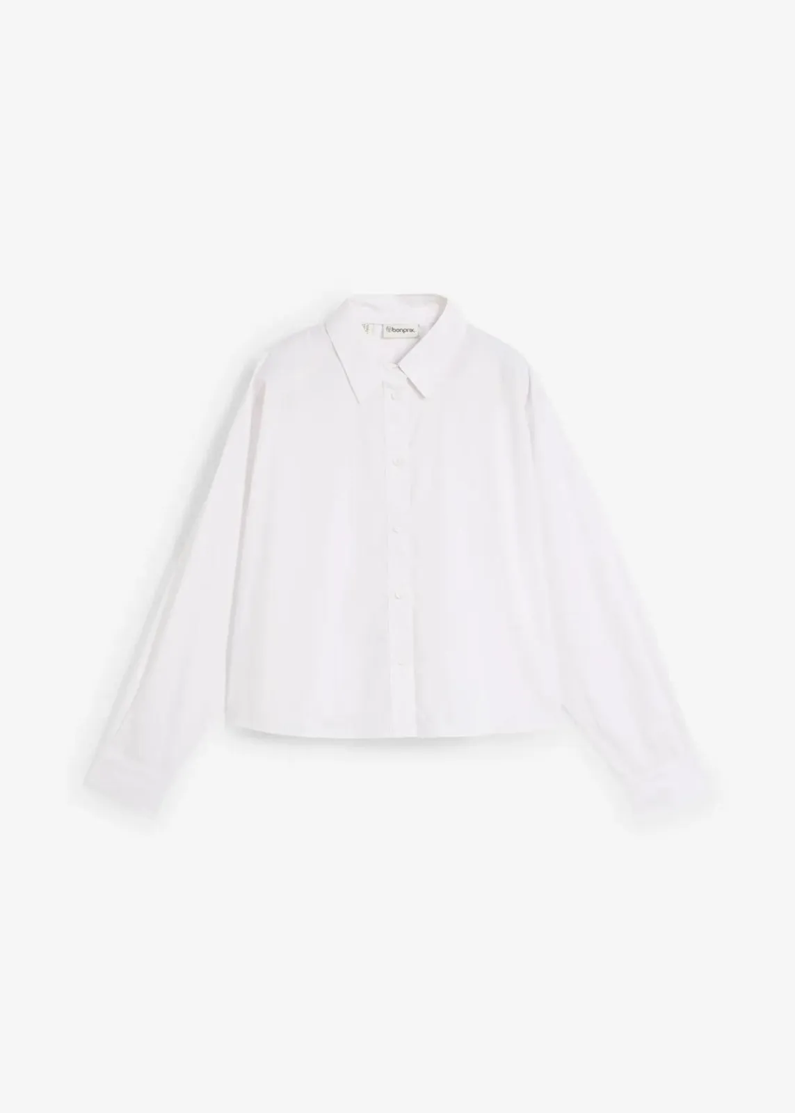 bonprix Bekleidung·Jacken & Mäntel|Blusen & Tuniken^Kurze Oversize Bluse mit Seidenanteil weiß