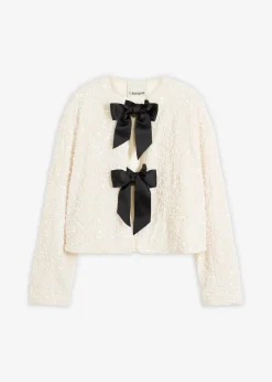 bonprix Jacken & Mäntel|Bekleidung·Hosen^kurze Pailletten-Jacke wollweiß