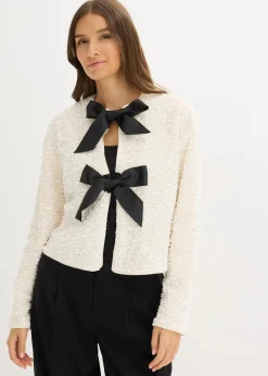 bonprix Jacken & Mäntel|Bekleidung·Hosen^kurze Pailletten-Jacke wollweiß