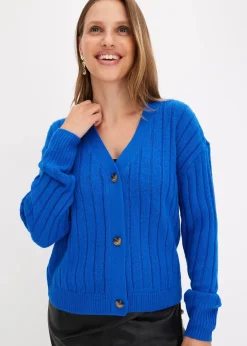 bonprix Bekleidung·Umstandsmode|Bekleidung·Jeans^Kurze Ripp-Strickjacke arktikblau