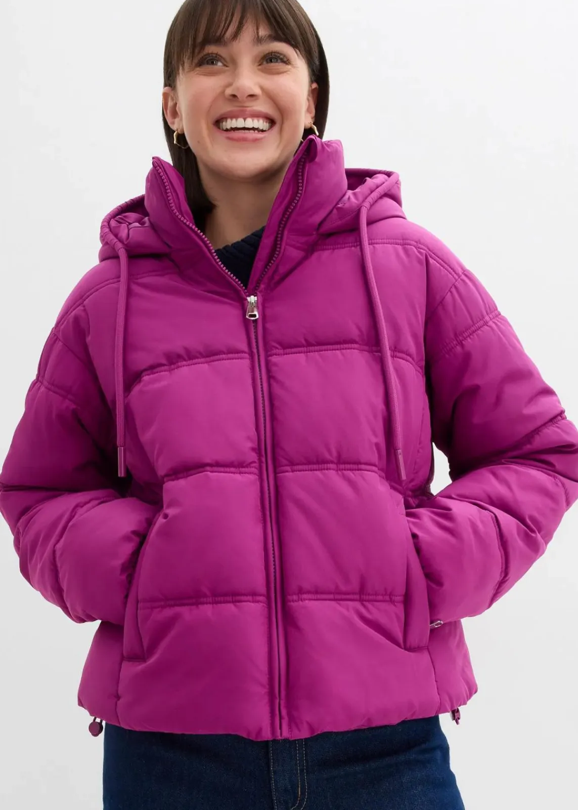 bonprix Jacken & Mäntel|Nachhaltigere Materialien^Kurze Steppjacke dunkelfuchsia