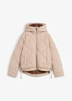 bonprix Bekleidung·Hosen|Jacken & Mäntel^Kurze Steppjacke mit Futter in Kontrastfarbe mandelbeige/hellbraun
