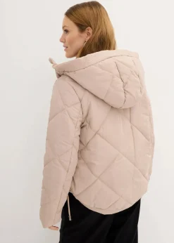 bonprix Bekleidung·Hosen|Jacken & Mäntel^Kurze Steppjacke mit Futter in Kontrastfarbe mandelbeige/hellbraun