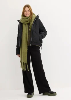 bonprix Jacken & Mäntel|Bekleidung·Hosen^Kurze Steppjacke mit Futter in Kontrastfarbe schwarz/dunkeloliv