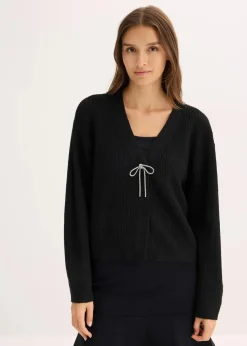 bonprix Bekleidung·Umstandsmode|Strickmode^Kurze Strickjacke schwarz