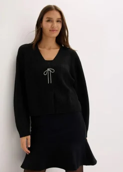 bonprix Bekleidung·Umstandsmode|Strickmode^Kurze Strickjacke schwarz