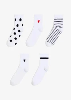 bonprix Nachhaltigere Materialien|Socken & Strumpfhosen^Kurze Tennissocken mit Bio-Baumwolle (5er Pack) schwarz/weiß gemustert